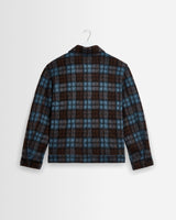 Heath - Veste en mohair à carreaux bleu et marron