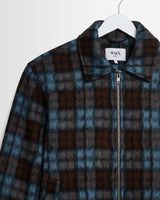 Heath - Veste en mohair à carreaux bleu et marron