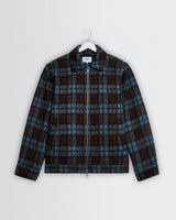 Heath - Veste en mohair à carreaux bleu et marron