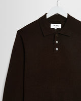 Lawrie - Polo en maille à manches longues marron foncé