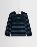 Rowhill - Maillot de rugby bouclé à rayures miroir vert bouteille et bleu