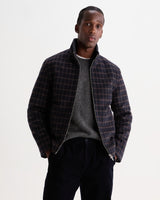 Bayer - Blouson Harrington à carreaux marron et bleu marine