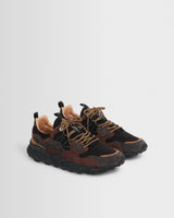Flower Mountain - Baskets Yamano 3 en daim et nylon gris foncé et marron foncé