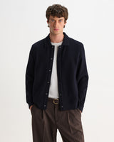 Hays – Marineblaues strukturiertes Waffel-Overshirt