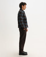 Heath - Veste en mohair à carreaux bleu et marron