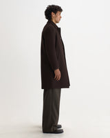 Stan - Manteau court en laine marron foncé