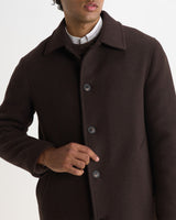 Stan - Manteau court en laine marron foncé