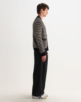 Walker – Schwarzer und cremefarbener Strickcardigan mit Blasenstruktur