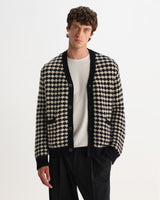 Walker – Schwarzer und cremefarbener Strickcardigan mit Blasenstruktur