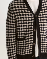 Walker – Schwarzer und cremefarbener Strickcardigan mit Blasenstruktur
