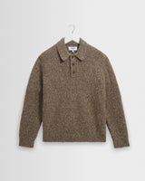 wax london men's Ashford - Brown And Grey Mohair Twist Polo Jumper