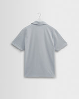 wax london men's Atwood - Blue Textured Organic Cotton Polo Shirt