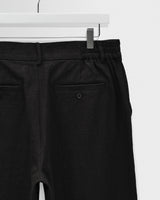 wax london men's Bayham - Black Linen-Cotton Relaxed Fit Trousers