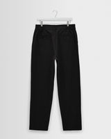 wax london men's Bayham - Black Linen-Cotton Relaxed Fit Trousers