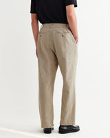 wax london men's Bayham - Natural Linen-Cotton Relaxed Fit Trousers