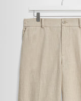 wax london men's Bayham - Natural Linen-Cotton Relaxed Fit Trousers