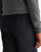 wax london men's Bayham - Navy Wool Blend Pinstripe Trousers
