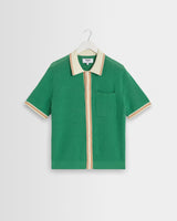 wax london men's Belle - Green Tipped Pointelle Polo Shirt