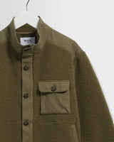 wax london men's Beven - Khaki Green Technical Fleece