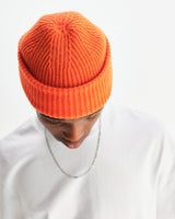 wax london men's Brook - Orange Single Rib Wool Beanie