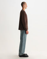 wax london men's Caleb - Brown Waffle Cotton Henley Long-Sleeve T-Shirt