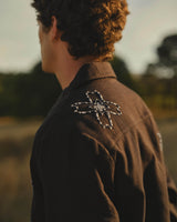 Eldon - Schwarze Twill-Jacke aus Baumwolle mit Blumenstickerei