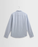 wax london men's Caspian - White And Blue Stripe Cotton Oxford Shirt