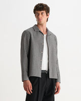 wax london men's Corey - Black And Ecru Mini Check Shirt
