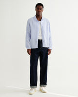 wax london men's Corey - Bright Blue Cotton Twisted Stripe Shirt