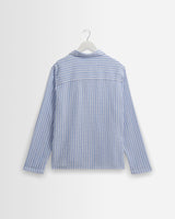 wax london men's Corey - Bright Blue Cotton Twisted Stripe Shirt