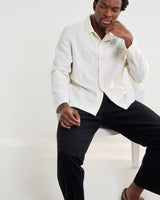 wax london men's Corey - Off White Dobby Check Cotton Shirt