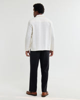 wax london men's Corey - Off White Dobby Check Cotton Shirt