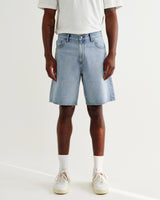 wax london men's Dalston - Light Blue Denim Shorts