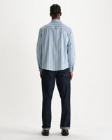 wax london men's Dartford - Blue Brushed Stripe Shirt