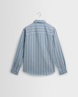 wax london men's Dartford - Blue Brushed Stripe Shirt