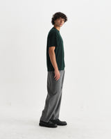 wax london men's Dean - Bottle Green Textured Organic Cotton T-Shirt