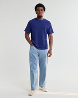 wax london men's Dean - Cobalt Blue Textured Organic Cotton T-Shirt