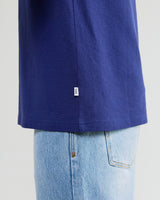 wax london men's Dean - Cobalt Blue Textured Organic Cotton T-Shirt