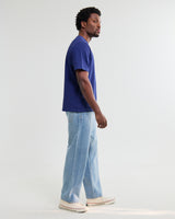 wax london men's Dean - Cobalt Blue Textured Organic Cotton T-Shirt