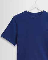 wax london men's Dean - Cobalt Blue Textured Organic Cotton T-Shirt