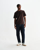 wax london men's Dean - Dark Brown Textured Organic Cotton T-Shirt