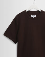 wax london men's Dean - Dark Brown Textured Organic Cotton T-Shirt