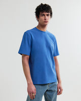 wax london men's Dean - French Blue Textured Organic Cotton T-Shirt