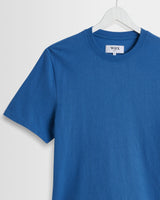 wax london men's Dean - French Blue Textured Organic Cotton T-Shirt