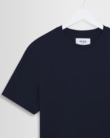 wax london men's Dean - Navy Textured Organic Cotton T-Shirt
