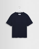 wax london men's Dean - Navy Textured Organic Cotton T-Shirt