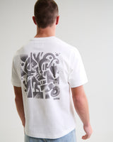 wax london men's Dean - Off-White And Charcoal 90s Doodle Graphic Cotton T-Shirt