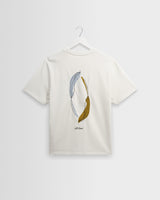wax london men's Dean - Off-White And Multi Leaf Embroidery T-Shirt