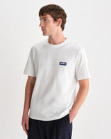 wax london men's Dean - Off-White And Navy Retreat Grid T-Shirt
