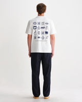 wax london men's Dean - Off-White And Navy Retreat Grid T-Shirt